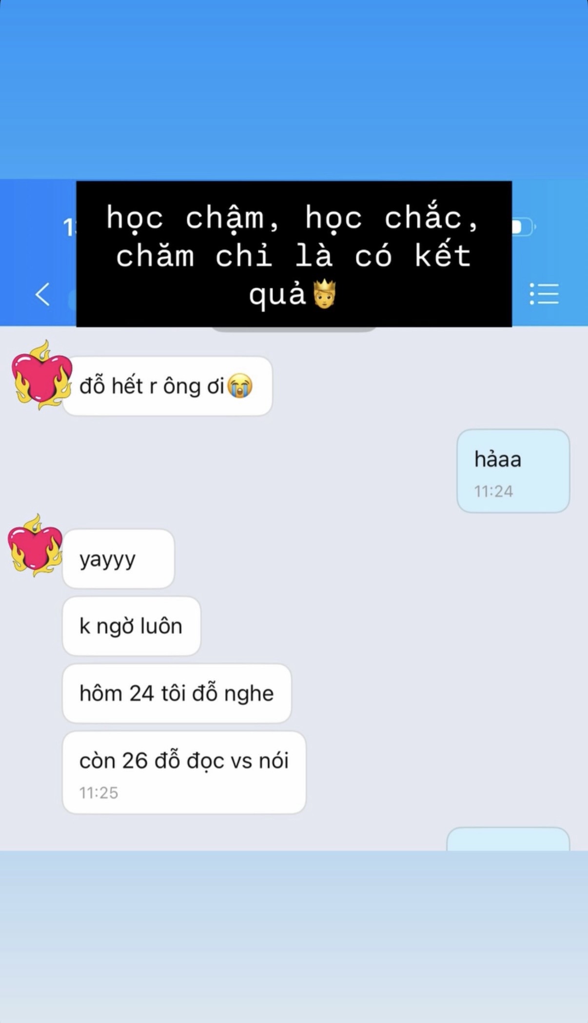 Tin nhắn học viên báo đỗ cả 4 kỹ năng B1