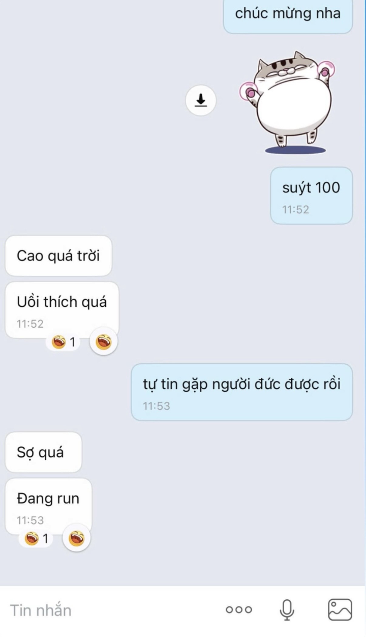 Tin nhắn học viên sau khi biết điểm thi