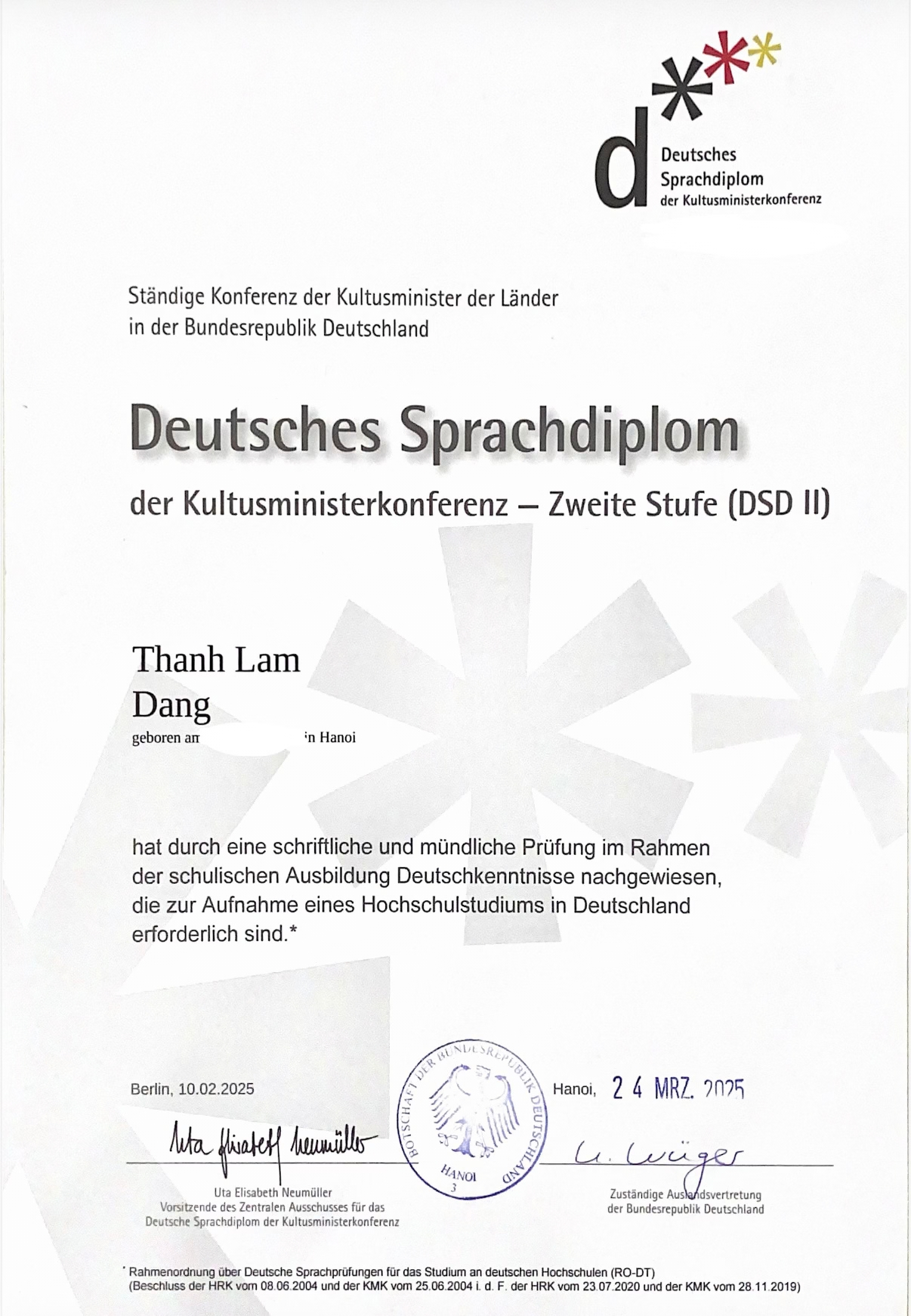 Chứng chỉ Deutsches Sprachdiplom DSD II